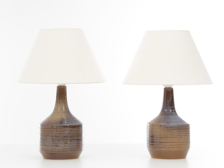 Pair of ceramic table lamps. Glazed stoneware. Unique pieces.