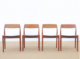 Mid-Century  modern scandinavian set of 4 teak dining chairs 