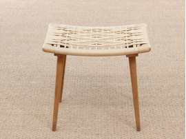 tabouret repose ou pied scandinave en corde naturelle