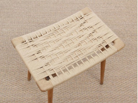 tabouret repose ou pied scandinave en corde naturelle