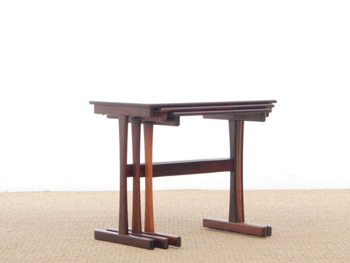 Mid-Century  modern scandinavian nesting tables in Rio rosewood