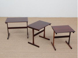 Mid-Century  modern scandinavian nesting tables in Rio rosewood