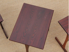 Mid-Century  modern scandinavian nesting tables in Rio rosewood