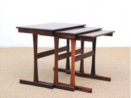 Mid-Century  modern scandinavian nesting tables in Rio rosewood