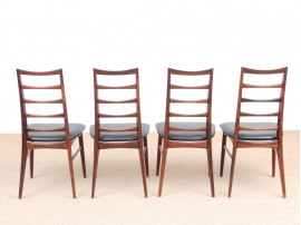 Mid-Century  modern scandinavian set of 4 rosewood chairs model Lis by Niels Koefoed.