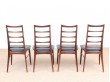 Mid-Century  modern scandinavian set of 4 rosewood chairs model Lis by Niels Koefoed.