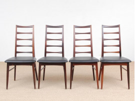 Mid-Century  modern scandinavian set of 4 rosewood chairs model Lis by Niels Koefoed.