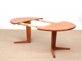 Mid-Century  modern scandinavian round dining table in teak 6/10 seat