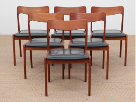 Set of 6 scandinavian chairs in teak