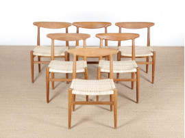 Set of 6 Scandinavian chairs model W2 by Hans Wegner