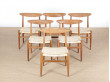 Set of 6 Scandinavian chairs model W2 by Hans Wegner