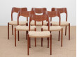 Set of 6 Scandinavian chairs model 71 by Niels Møller