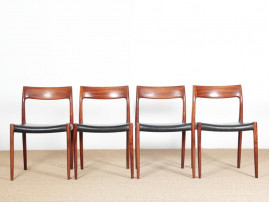 Set of 4 Scandinavian chairs model 77 by Niels Møller