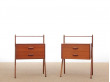 Mid-Century  modern scandinavian pair of bed tables in teak