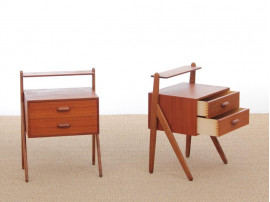 Mid-Century  modern scandinavian pair of bed tables in teak