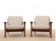 Mid-Century  modern scandinavian pair of armchairs  model GE 290 by Hans Wegner