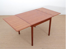 Table de repas scandinave carrée en teck, 4/6 pers.