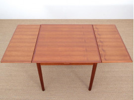 Table de repas scandinave carrée en teck, 4/6 pers.