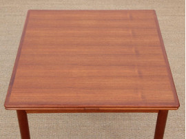 Table de repas scandinave carrée en teck, 4/6 pers.