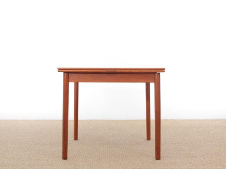 Table de repas scandinave carrée en teck, 4/6 pers.