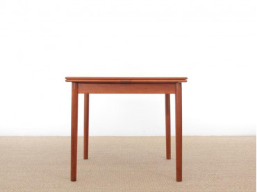 Table de repas scandinave carrée en teck, 4/6 pers.