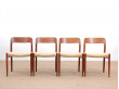 Mid-Century  modern scandinavian set of 4 teak dining chairs model 75 