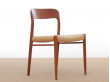 Mid-Century  modern scandinavian set of 4 teak dining chairs model 75 