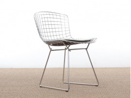 Chaise Bertoia assise en cuir blanc