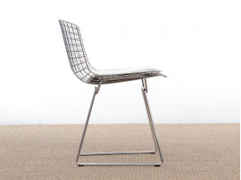 Chaise Bertoia assise en cuir blanc