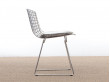 Chaise Bertoia assise en cuir blanc