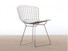 Chaise Bertoia assise en cuir blanc