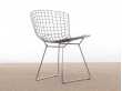 Chaise Bertoia assise en cuir blanc