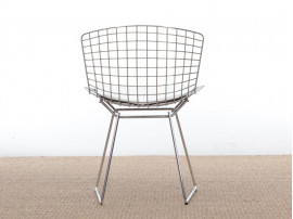 Chaise Bertoia assise en cuir blanc