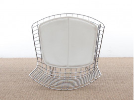 Chaise Bertoia assise en cuir blanc