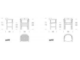 Fauteuil scandinave modèle Captain's Chair PP62. Edition neuve