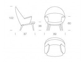 Mid-Century Modern PP521 upholstered Peacock chair by Hans Wegner. New product.