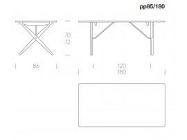 Table de repas scandinave modèle Cross legged  ou PP85/160 ou 180 cm. Edition neuve