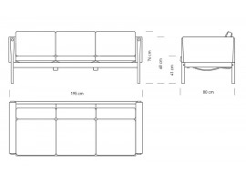 Mid-Century modern scandinavian sofa model CH163 by Hans Wegner.