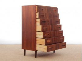 Mid-Century  modern  Scandinavian chest of drawers in Rio rosewood. 7 drawers