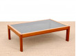 Mid-Century  modern  Scandinavian large coffee table in teak and black glass