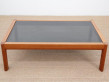 Grande table basse scandinave  en teck et verre noir