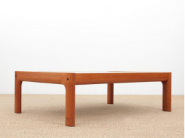 Mid-Century  modern  Scandinavian large coffee table in teak and black glass