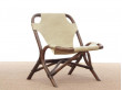 Pair of lounge chair in rattan and simili leather