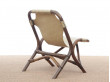 Pair of lounge chair in rattan and simili leather