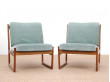 Mid-Century  modern scandinavian pair of lounge chair model 130 by Peter Hvidt