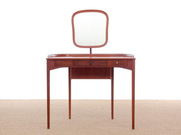 Coiffeuse Scandinave Avec Miroir LED JUMI - Blanc, Tiroirs, étagères, Design Bois De Hêtre, à Monter Soi-même