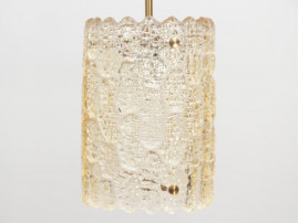 Mid century modern pendant lighting in yellow cristal by Carl Fagerlund 