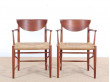 Mid-Century Modern Danish pair of armchairs in teck model 317 by Hvidt & Mølgaard Nielsen