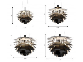 Mid-Century  modern scandinavian pendant lamp PH Artichoke Black, 4 sizes, by Poul Henningsen for Louis Poulsen