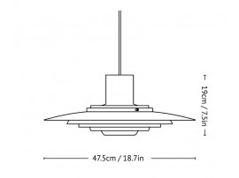 Mid-Century  modern scandinavian pendant lamp P376 KF1, Ø 47,5cm. New edition 